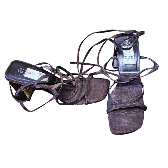 Wild Rose Shoes - Wild Rose Brown Metallic Strappy Sandals Block Heels Size 6.5 Vintage